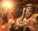 Jim Carrey tambien hizo el papel de los 3 fantasmas. Aqui vemos el fantasma de la navidad presente